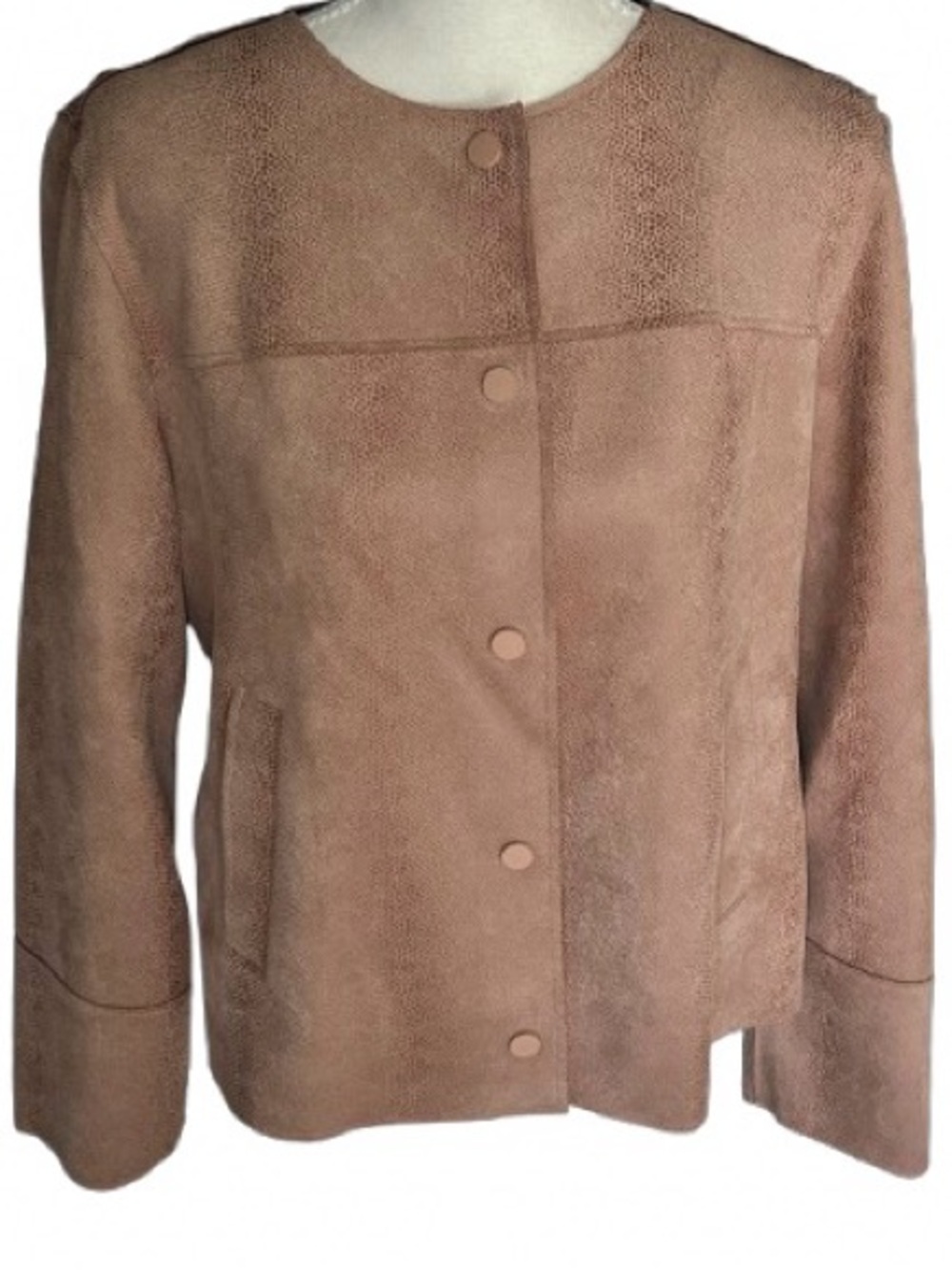 Faux Suede CHICO’s Animal Pattern Warm Brown Jacket Y2K Soft Boho Fall Vintage